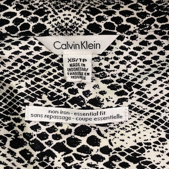 Calvin Klein black and white python print woven shirt - Picture 3 of 3
